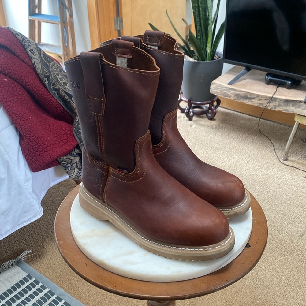 Mens Construction Work STEEL TOE Boots Pull On Leather Strong Sole Casquillo 104